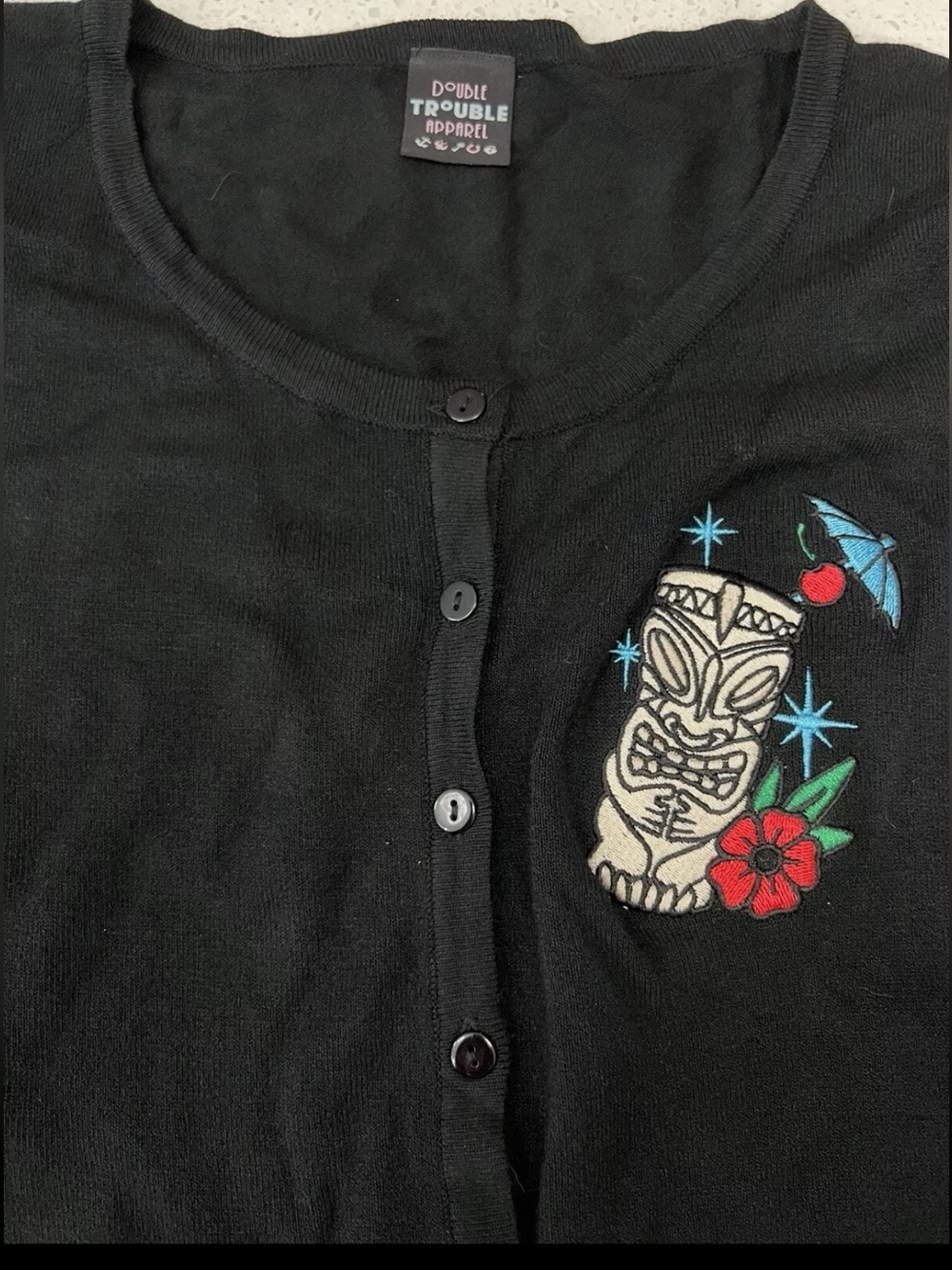 🌺Double Trouble Apparel Embroidered Tiki Cardigan, Black, 2X, NWOT🌺 - Picture 13 of 14